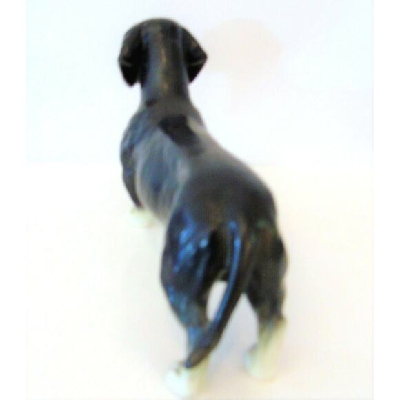 VTG Japan Porcelain DACHSHUND DOG FIGURINE Black Tan White Paws Male 7" Long - Picture 4 of 7